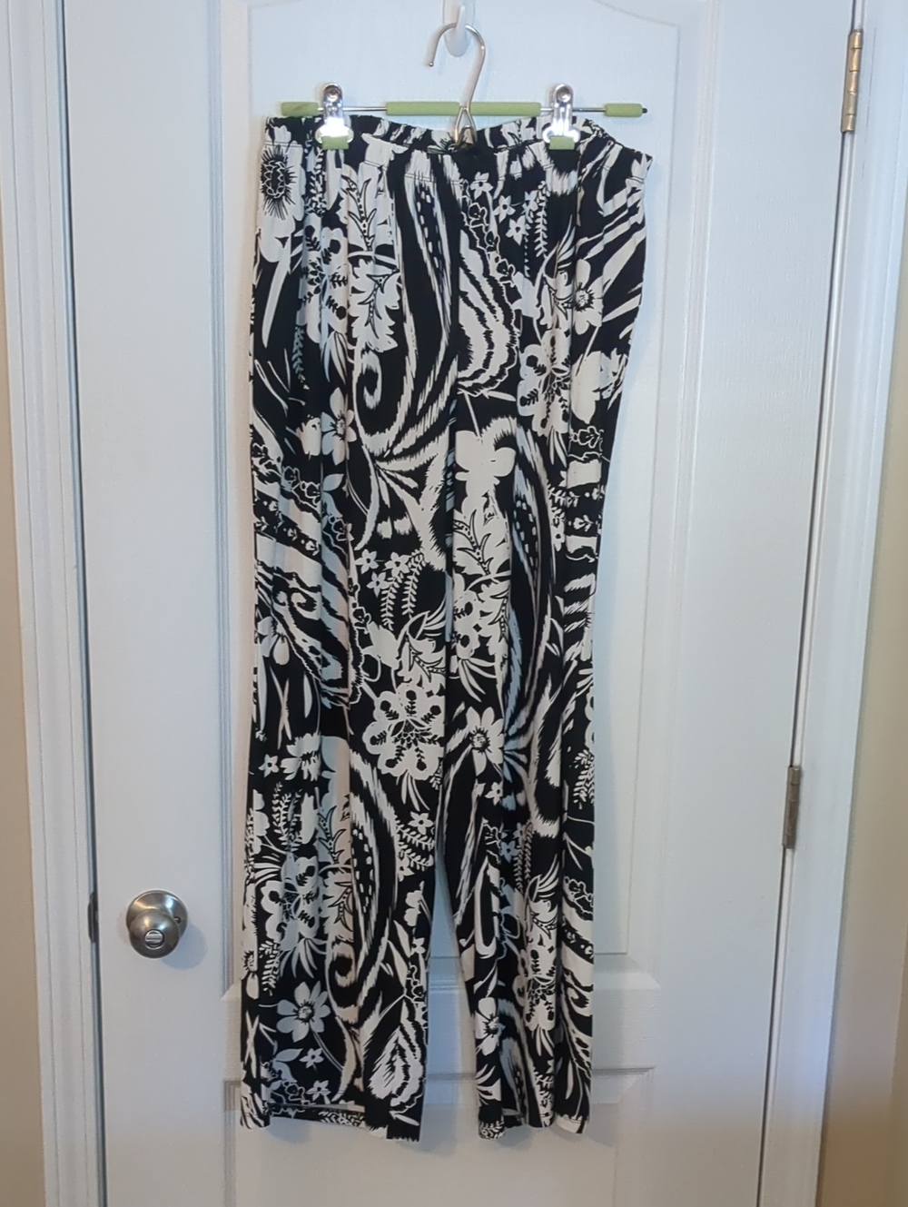 Melissa Paige Black and White Floral Wide-Leg Pants